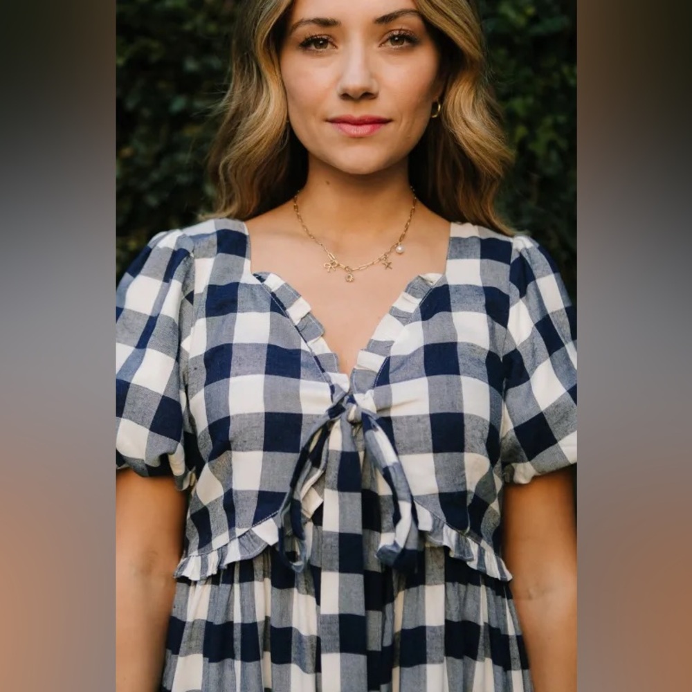 Ivy City Co Navy Gingham Picnic Dress
